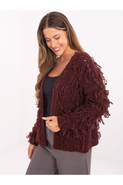 Dámsky sveter farba Bordová kód MI-SW-1308.21 (Farba Bordová, Veľkosť ONE SIZE)