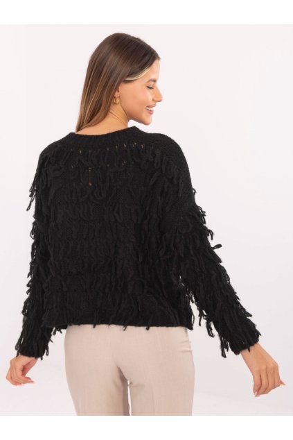 Dámsky sveter farba Čierna kód MI-SW-2008.86 (Farba Čierna, Veľkosť ONE SIZE)