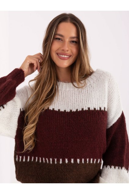 Dámsky sveter farba Bordová kód MI-SW-3181.22 (Farba Bordová, Veľkosť ONE SIZE)