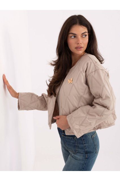 Dámska Bunda farba Béžová kód IT-KR-FL8357.82 (Farba Béžová, Veľkosť ONE SIZE)