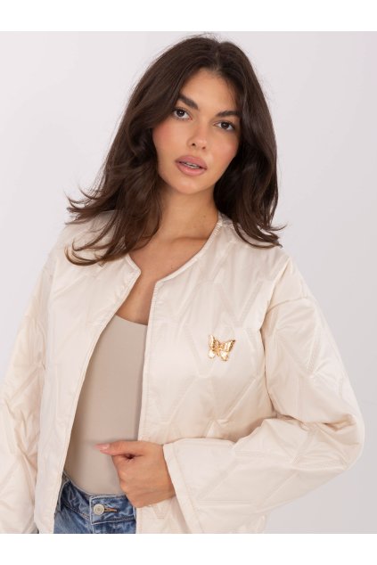 Dámska Bunda farba Svetlo-béžová kód IT-KR-FL8357.82 (Farba Svetlo-béžová, Veľkosť ONE SIZE)