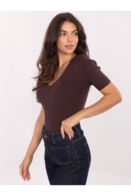 Dámsky sveter farba Tmavo-hnedá kód PM-SW-B-627.63 (Farba Tmavo-hnedá, Veľkosť ONE SIZE)