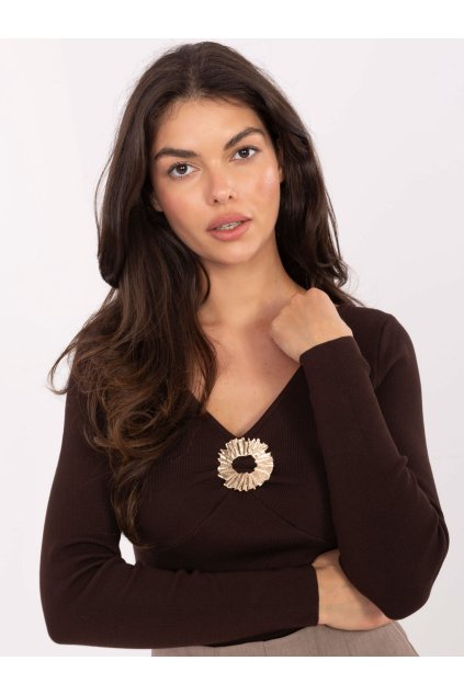 Dámsky sveter farba Tmavo-hnedá kód PM-SW-DF61034.76 (Farba Tmavo-hnedá, Veľkosť S/M)