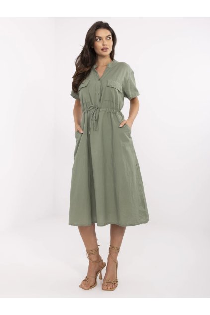 Dámske khaki šaty letne kód produktu MI-SK-109898.68 (Farba Khaki, Veľkosť ONE SIZE)