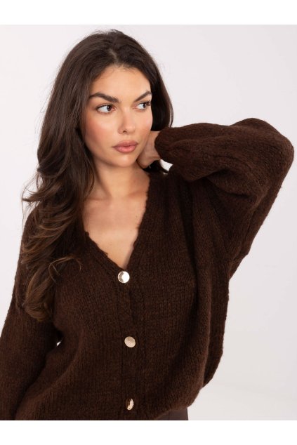 Dámsky sveter farba Tmavo-hnedá kód MI-SW-0309.89 (Farba Tmavo-hnedá, Veľkosť ONE SIZE)