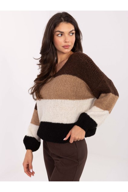 Dámsky sveter farba Hnedá kód MI-SW-0409.85 (Farba Hnedá, Veľkosť ONE SIZE)