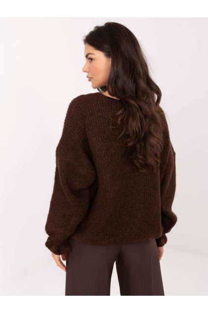Dámsky sveter farba Tmavo-hnedá kód MI-SW-0904.82 (Farba Tmavo-hnedá, Veľkosť ONE SIZE)