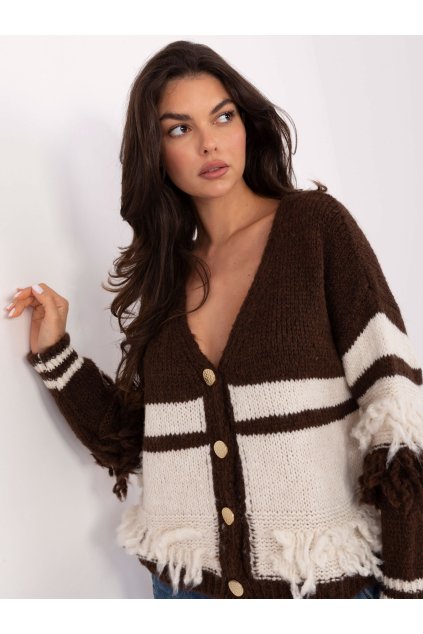 Dámsky sveter farba Tmavo-hnedá kód MI-SW-3211.31 (Farba Tmavo-hnedá, Veľkosť ONE SIZE)