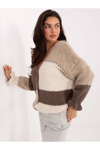 Dámsky sveter farba Béžová kód MI-SW-0903.87 (Farba Béžová, Veľkosť ONE SIZE)