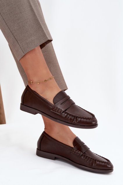 Dámské mokasíny z ekologické kůže hnědé Lilith (Veľkosť 40)