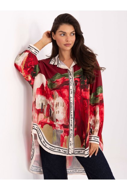 Dámske Košeľa farba Bordová kód IT-KS-18729.12 (Farba Bordová, Veľkosť ONE SIZE)