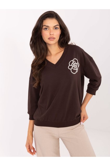 Dámska blúzka over size tmavo-hnedá RV-BZ-A891.21P (Farba Tmavo-hnedá, Veľkosť ONE SIZE)