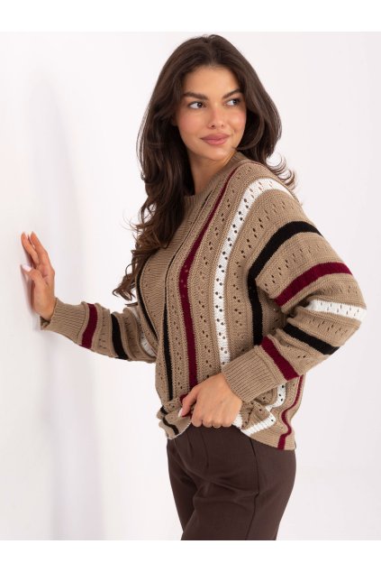 Dámsky sveter farba Béžová kód IT-SW-93115.13 (Farba Béžová, Veľkosť ONE SIZE)