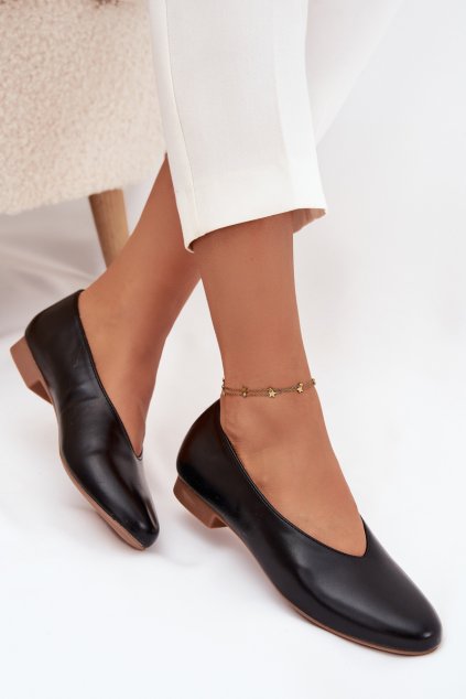 Dámske baleríny z eco kože na ploché podrážce čierne olyssia / 5927 BLACK (Veľkosť 36)