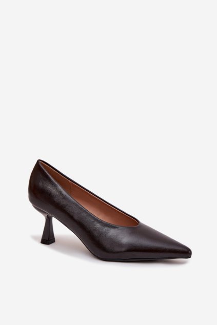 Lakované lodičky na podpätku čokoládovo hnedé gavrielle / 5645 BROWN (Veľkosť 36)