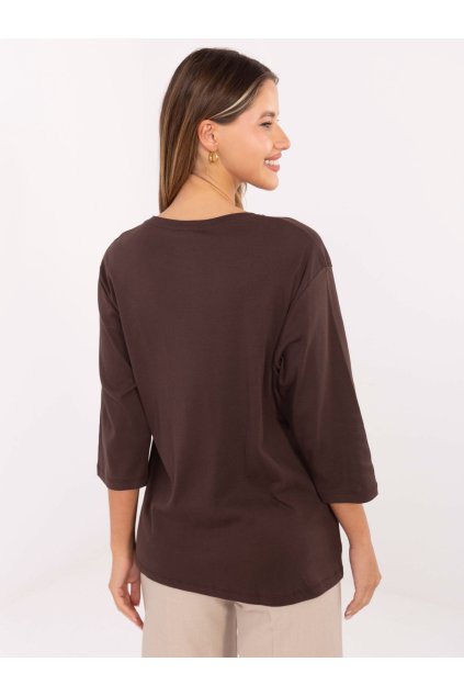 Dámska blúzka over size tmavo-hnedá RV-BZ-A804.05P (Farba Tmavo-hnedá, Veľkosť ONE SIZE)