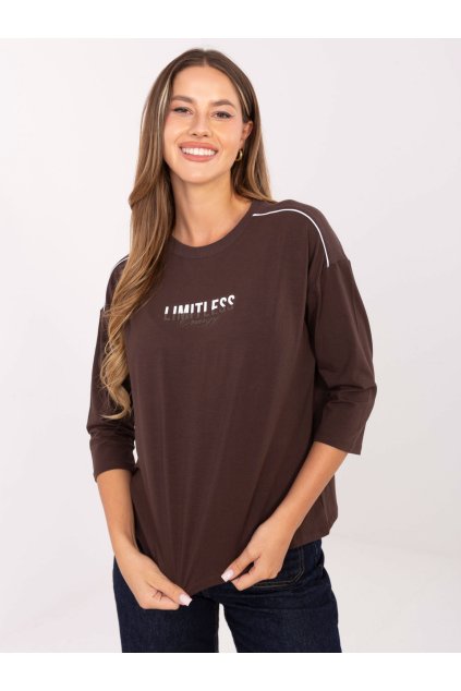 Dámska blúzka over size tmavo-hnedá RV-BZ-A826.89 (Farba Tmavo-hnedá, Veľkosť ONE SIZE)