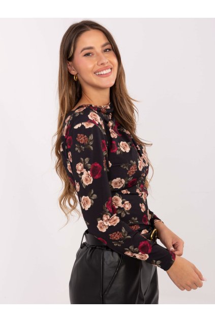 Dámska blúzka s podtlačou čierna IT-BZ-20315-1.19P (Farba Čierna, Veľkosť ONE SIZE)