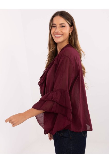 Dámske Košeľa farba Bordová kód MI-KS-92330.07 (Farba Bordová, Veľkosť ONE SIZE)