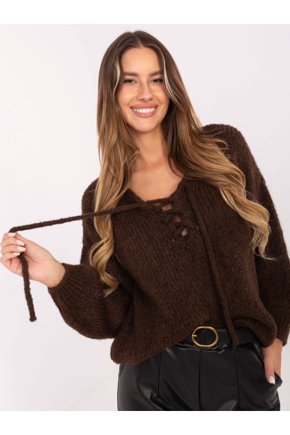 Dámsky sveter farba Hnedá kód MI-SW-0919.18 (Farba Hnedá, Veľkosť ONE SIZE)