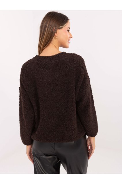 Dámsky sveter farba Tmavo-hnedá kód MI-SW-3WB219.21 (Farba Tmavo-hnedá, Veľkosť ONE SIZE)
