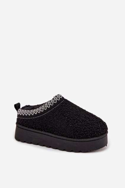 Detské mládežnické snehule s beránkovou kožušinou čierne selathiel / 20211-3A (Veľkosť 31)