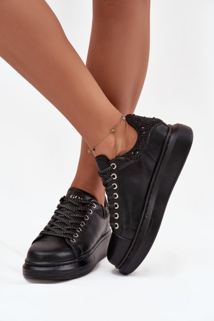 Dámske tenisky z prevej kože goe oo2n4004 čierne / (Veľkosť 36)