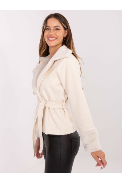 Dámska Bunda farba Svetlo-béžová kód IT-KR-4608.05P (Farba Svetlo-béžová, Veľkosť ONE SIZE)