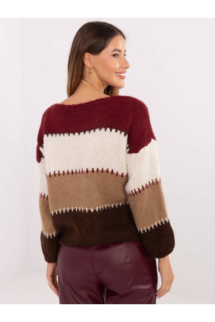 Dámsky sveter farba Bordová kód MI-SW-2309.95 (Farba Bordová, Veľkosť ONE SIZE)