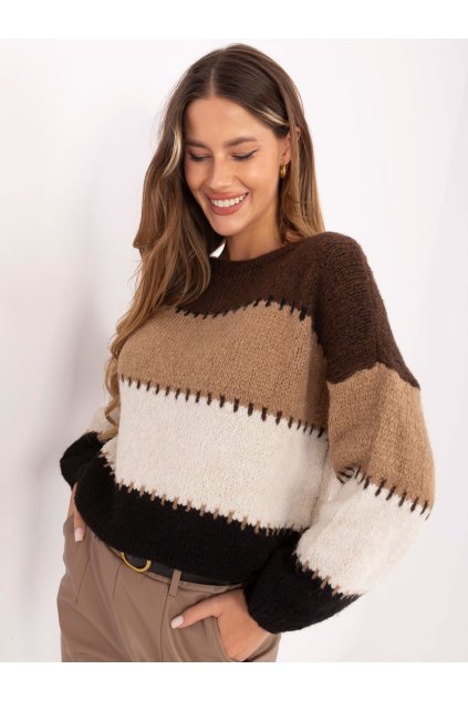 Dámsky sveter farba Hnedá kód MI-SW-2309.95 (Farba Hnedá, Veľkosť ONE SIZE)