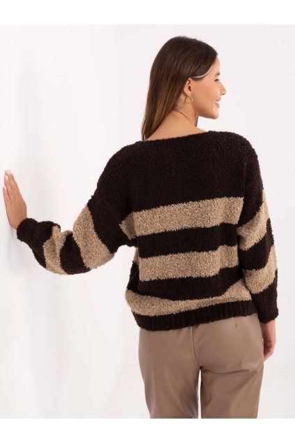 Dámsky sveter farba Tmavo-hnedá kód MI-SW-WK3031.22 (Farba Tmavo-hnedá, Veľkosť ONE SIZE)