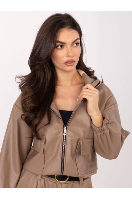 Dámska Bunda farba Tmavo-béžová kód IT-KR-FL9729.15P (Farba Tmavo-béžová, Veľkosť ONE SIZE)