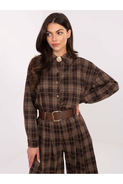 Dámske Košeľa farba Hnedá kód IT-KS-21638.02 (Farba Hnedá, Veľkosť ONE SIZE)