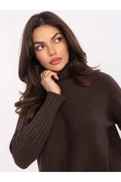 Dámsky sveter farba Tmavo-hnedá kód IT-SW-8003.18P (Farba Tmavo-hnedá, Veľkosť ONE SIZE)