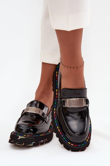 Dámske mokasiny z lakované koža artiker 57c0070 čierne / 57C0070 ARTIKER (Veľkosť 36)