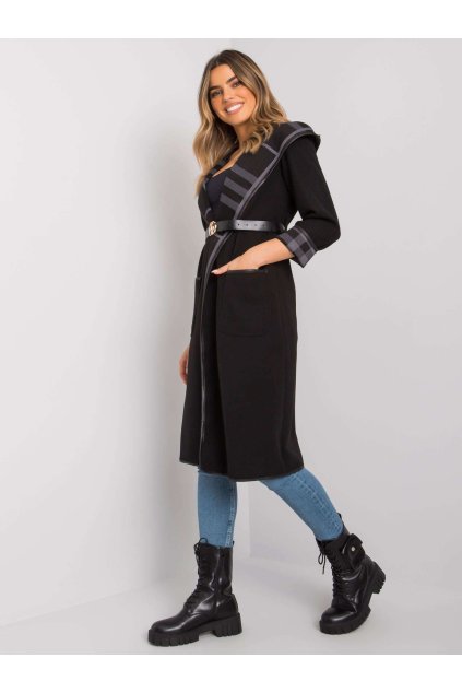 Dámsky kabát farba čierna kód DHJ-PL-A5721.40X : na temu obdobie Jeseň / zima (Farba Čierna, Veľkosť ONE SIZE)