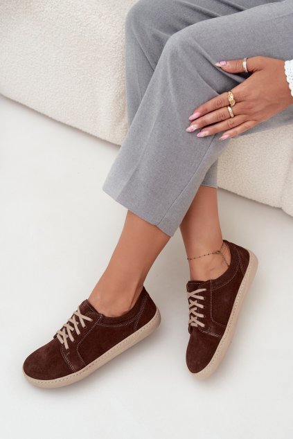 Trampki typu barefoot z prírodného semiše zazoo 314 čokoládovo hnedé / 314 CZEKOLADA (Veľkosť 36)