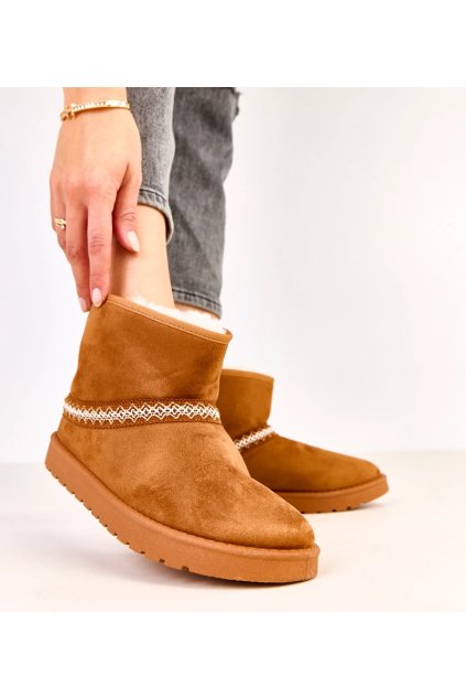 Karamelové nízke snehule z eko-semišu Karolla C2076-4 CAMEL 38 - GM (Veľkosť 38)