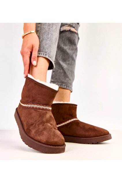 Hnedé nízke snehule z ekosemišu Karolla C2076-5 BROWN 38 - GM (Veľkosť 38)