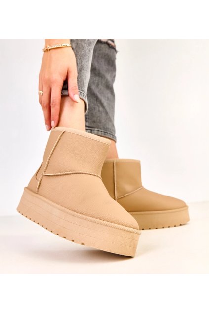 Hnedé nízke snehule na platforme z ekokože Reinol C2067-4 KHAKI 38 - GM (Veľkosť 38)