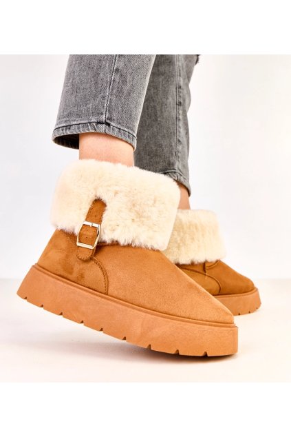 Hnedé snehule na platforme zdobené prackou Salini C2018-3 CAMEL 38 - GM (Veľkosť 40)