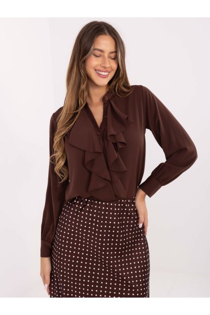 Dámske Košeľa farba Hnedá kód MI-KS-3257.47 (Farba Hnedá, Veľkosť ONE SIZE)
