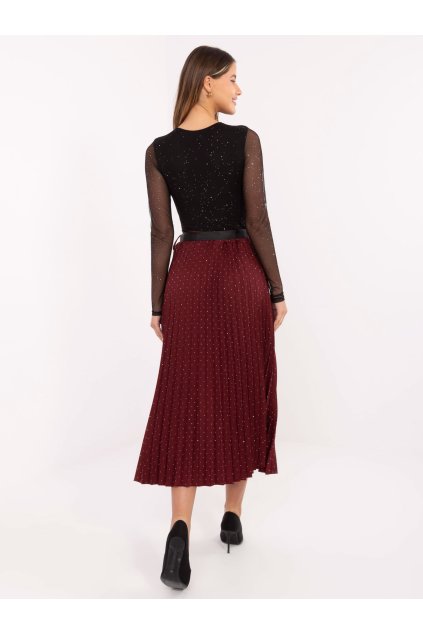 Dámska Plisované sukňa bordová kód 24-TemU-H/M-MI-SD-121402.59 (Farba Bordová, Veľkosť ONE SIZE)