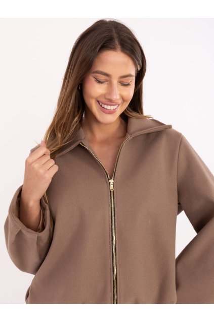 Dámska Bunda farba Tmavo-béžová kód IT-KR-FL9725.08P (Farba Tmavo-béžová, Veľkosť ONE SIZE)