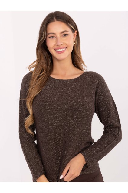 Dámsky sveter farba Tmavo-hnedá kód IT-SW-0110.84 (Farba Tmavo-hnedá, Veľkosť ONE SIZE)