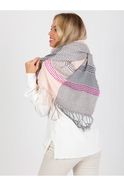 Dámsky šál farba svetlo-ružová Fact - naj AT-SZ-2001-1.87 (Farba Sivá, Veľkosť ONE SIZE)