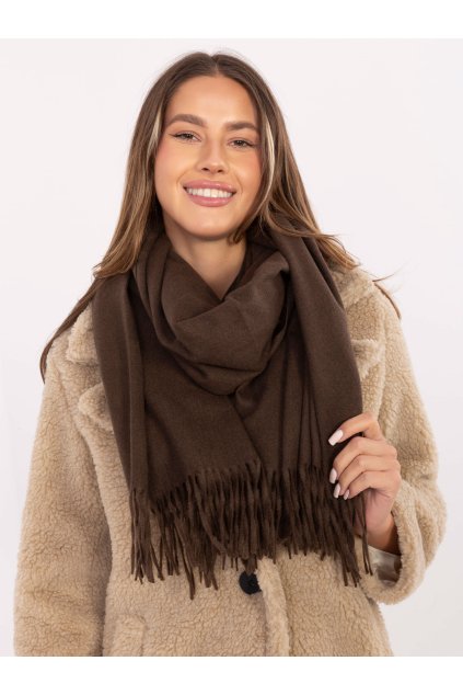 Dámsky šál farba tmavo-hnedá Fact - naj AT-SZ-23185.73P (Farba Tmavo-hnedá, Veľkosť ONE SIZE)