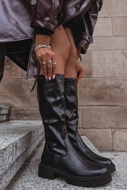 Dámske čižmy z ekologické koža čierne oceana / 5828 BLACK (Veľkosť 36)