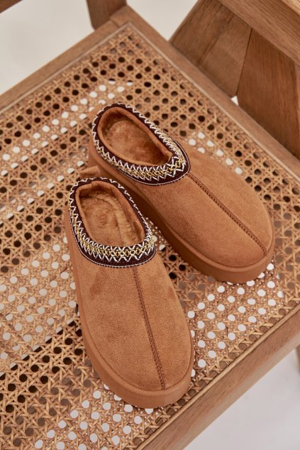 Detské juniorská snehule s výšivkou na platforme camel jolisse / C901 CAMEL (Veľkosť 30)