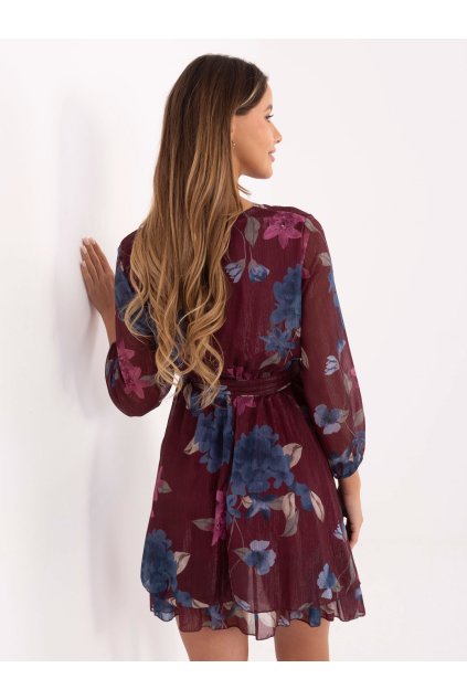 Dámske bordove šaty s volánom kód produktu IT-SK-10706.86 (Farba Bordová, Veľkosť ONE SIZE)